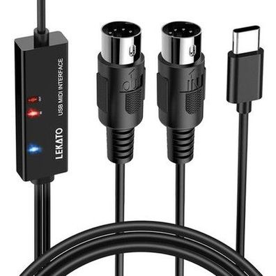 LEKATO Type-C MIDI Kabel Midi type C Kabel Interface Konverter, 5 Polig In Out