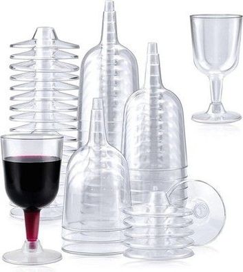 Kaheign 50 Stk. Weingläser Plastik Stielgläser, 170ml Einweg Glas (12 x 6,5cm)