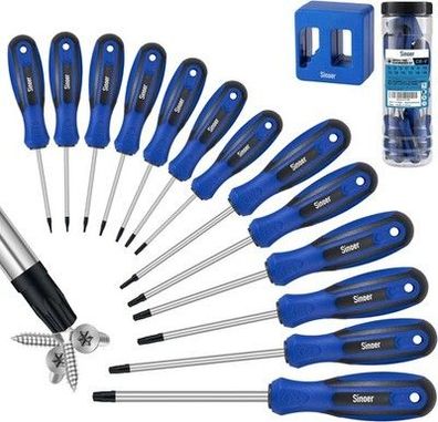 Sinoer 14-teiliges magnetisches Torx-Schraubendreher-Set, Chrom-Vanadium-Stahl
