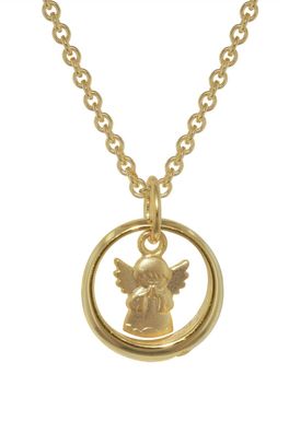 trendor Schmuck Anhänger Taufring mit Engel Gold 333 mit goldplattierter Kette 72931