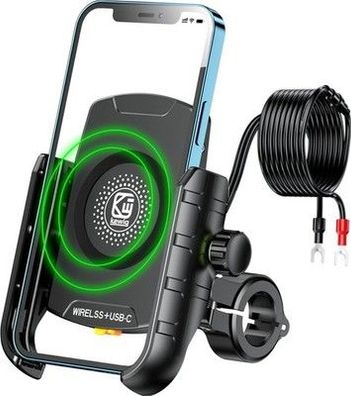 Brcovan Motorrad Handyhalterung Qi 15W kabellosem Ladegerät USB-C 20W 4-8 Zoll