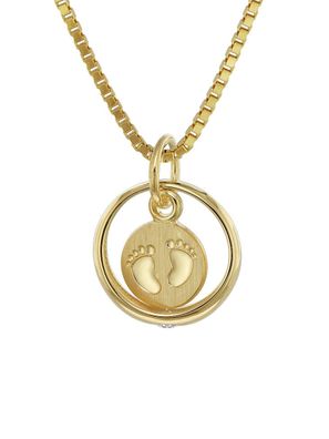 trendor Schmuck Taufring Babyfüße Gold 585 / 14 Karat mit vergoldeter Kette 75395