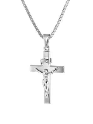 trendor Schmuck Kruzifix-Anhänger 24 mm Weißgold 585 / 14 Karat mit Silberkette 7542