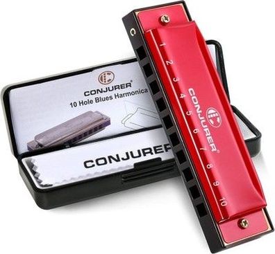 Conjurer Blues Mundharmonika C-Dur Anfänger & Kinder Blues Harp C/ C Dur, Rot