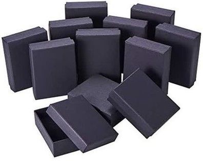 Nbeads 12 Stück Karton Schmuck Box , Rechteck Schwarz Pappschachteln (9x7x3cm)