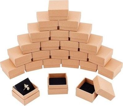 NBEADS 24 Stück Kraft Braune Square Karton Schmuck Ring Boxen Papier 5x5x3 cm