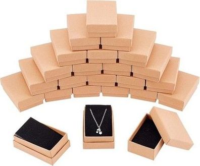 NBEADS 24 Stück Kraft Braune Pappschachteln Schmuckschatulle Rechteck 8x5x2.5cm