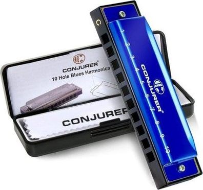Conjurer Blues Mundharmonika C-Dur Anfänger & Kinder Blues Harp C 10-Loch, C Dur