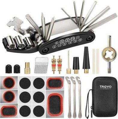 TAGVO Fahrradwerkzeug-Kit, 16 in 1 Fahrrad-Multifunktionswerkzeug mit Patch-Kit