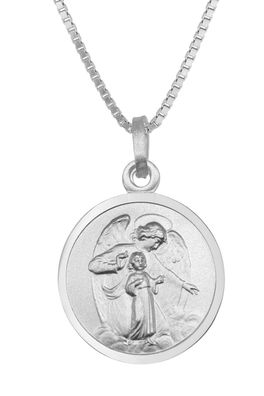trendor Schmuck Halskette mit Schutzengel-Anhänger Ø 18 mm 925 Silber 41472