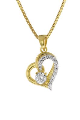 trendor Schmuck Ketten-Anhänger Herz Gold 333/8K an goldplattierter Silberkette 4148