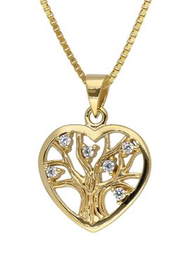 trendor Schmuck Anhänger Lebensbaum Gold 333/8K mit goldplattierter Silberkette 4155