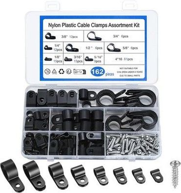 162 Stück R-Typ Kabelschellen, Nylon R Clips, Drahtklemmen, R Typ Cable Clips