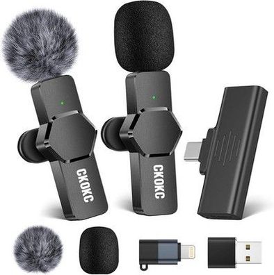 CKOKC Kabelloses Lavalier Mikrofon Mini Mikrofon für Live-Streaming & VLOG