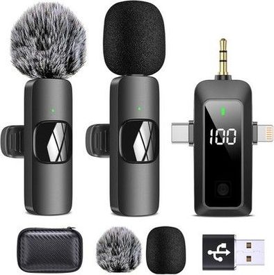 HMKCH Wireless Lavalier Mikrofon 4-in-1 Kabelloses Ansteckmikrofon, VLOG