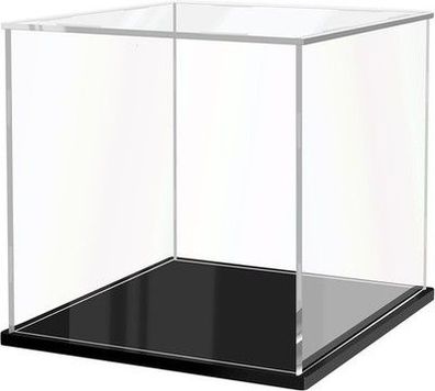Jujomat Schaukasten Vitrine mit Schwarzer Basis Klare Acrylkasten 35x35x35cm