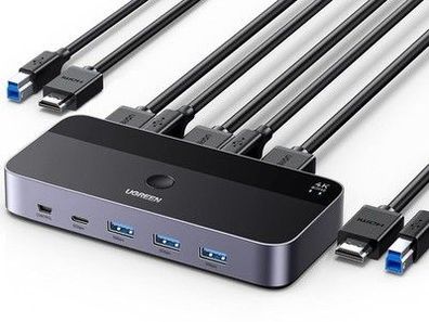 UGREEN HDMI 2.0 KVM Switch 4K@60Hz USB 3.0 Switch 4 USB Ports (3 * USB 3.0+ USB C)