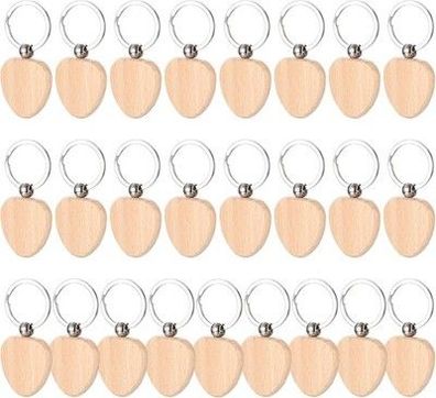 25 Stk Schlüsselanhänger Holz, Schlüsselanhänger Rohling, Personalisierte DIY