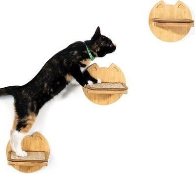 Yangbaga Kletterwand für Katzen, Katzentreppe 3er Set, Steps 15x15 cm in Beige