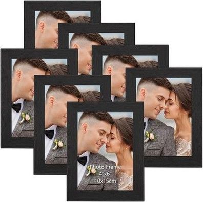 Petaflop Bilderrahmen 10x15 CM mit PS-Scheibe, 7er Set Bilderrahmen Schwarz Wand