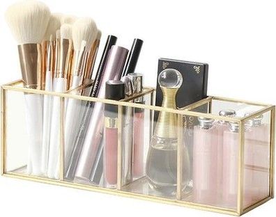 Slheqing Make up Organizer, Pinselhalter Stifthalter, Glas und Messing Organizer