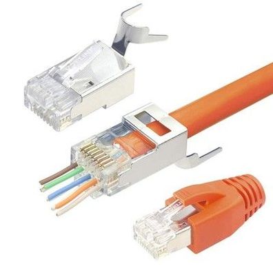 Vcelink 10 Stk. 2. Gen. Netzwerkstecker Cat7 Cat6A Pass Through RJ45 Stecker