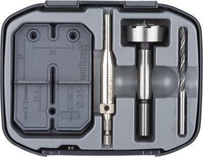 Wolfcraft Scharnierloch-Set, 4656000, Ø 35 mm - Bohrschablonen, Forstnerbohrer