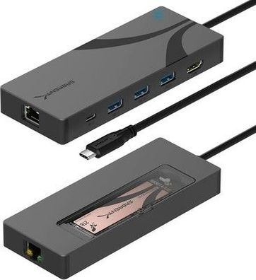 Sabrent 6 in 1 USB C Dockingstation mit M.2 NVMe SSD Slot, (10 Gbps), 90W