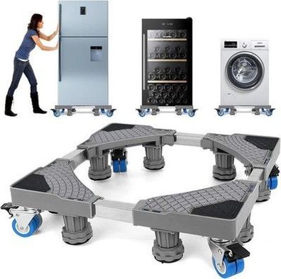 NIUXX Waschmaschine Sockel Untergestell 8 Füßen+4 Räder - 42-66cm, Stoßdämpfung
