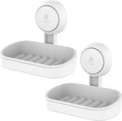 Leverloc Seifenschale mit Ablauf 2 Stk MAX Halten 5 KG, Dusche Seifenhalter Weiß