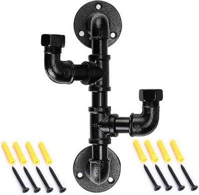 Sumnacon Kleiderhakenständer aus robusten industriellen Rohren - 2 Haken schwarz