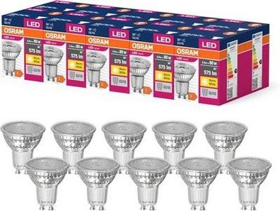OSRAM 10x LED Star Value PAR16 LED Lampe für GU10 Sockel, Reflektor-Lampe, 80W