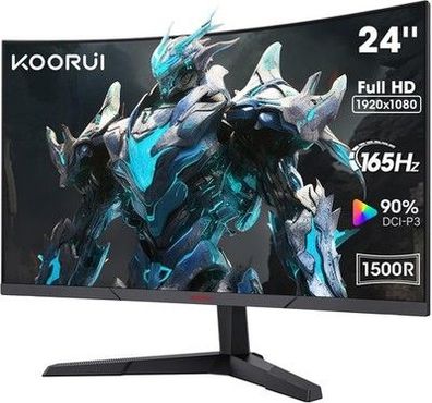 KOORUI 24 Zoll Curved Gaming Monitor, FHD 1080p, 1ms Reaktionszeit, 165Hz, PC
