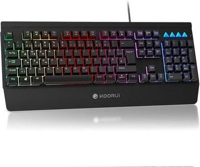 KOORUI Gaming Tastatur, Deutsches QWERTZ-Layout mit Handballenauflage Ghosting