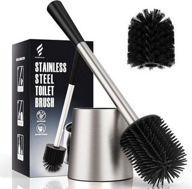 Klobürste, Funpala Edelstahl Silikon Toilettenbürste, WC Bürste mit Randreiniger