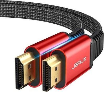 JSAUX 4K HDMI Kabel 3Meter [4K@60Hz, DMI 2.0,18Gbps] 4K Flach HDMI 2.0 Kabel rot