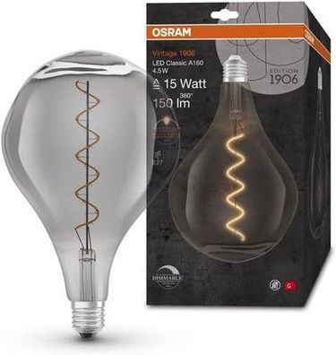 OSRAM Lampe Vintage 1906 LED-Glühbirne, Smoke-Tönung 4,5W 150lm Big Grape-Form