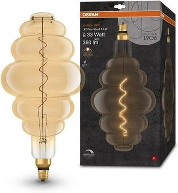OSRAM Lampe Vintage 1906 LED-Glühbirne Gold-Tönung 4,8W 360lm Bienenstock-Form