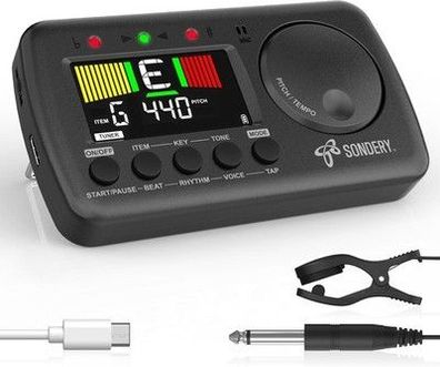 Sondery Metronom Stimmgerät wiederaufladbar für Gitarre, Bass, Ukulele Typ-C