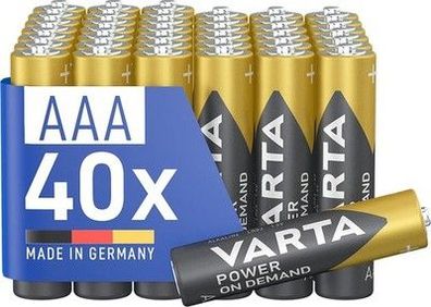 VARTA Batterien AAA, 40 Stück, Power on Demand, Alkaline, 1,5V, Vorratspack
