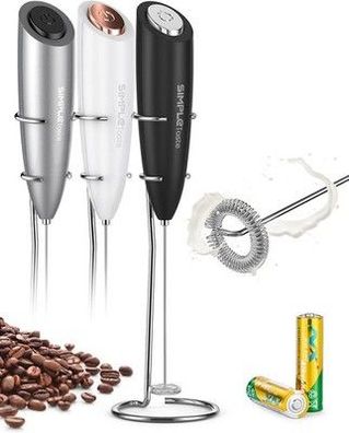 SimpleTaste Milchaufschäumer Elektrisch inkl. 2x AA-Batterie, Küche Gerät Milch
