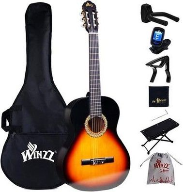 Winzz Konzertgitarre 4/4 Anfänger Set 39 Zoll Klassische Gitarre Kit, Instrument