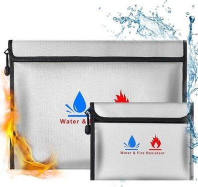 Feuerfeste Tasche Dokumententasche - 2 Set Feuersichere wasserdichte Tasche
