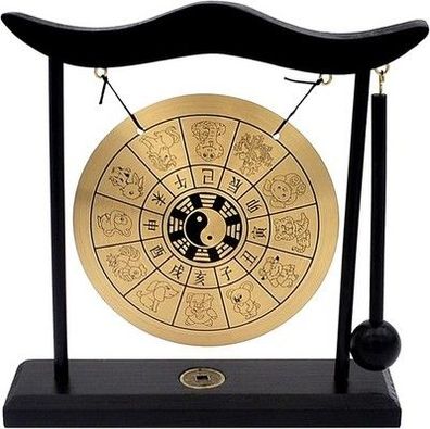 Gong Mit Schlägel - Tragbare Messing TamTam Klein H1304 (19 x 5 x 20 cm)