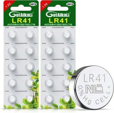 20 Stück AG3 LR41 1.5V Alkaline Knopfzelle Batterien ohne Quecksilber