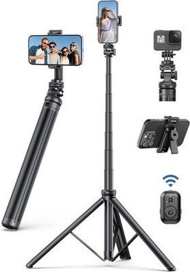 190cm Handy Stativ, Selfie Stick Stativ für Smartphone, Erweiterbarer Aluminium