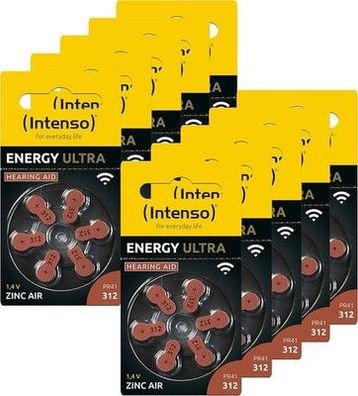 Intenso Hörgeräte-Batterien PR41, Braun (Typ 312), 60er Pack - Spannung: 1,45 V