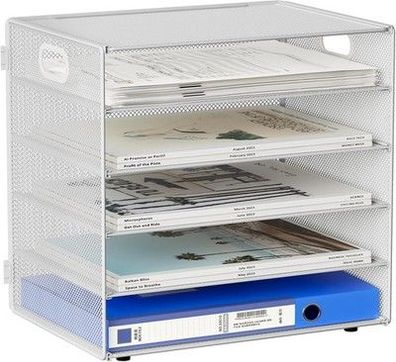 EasyPAG 5 Fächer A4 Metall Büro Schreibtisch Organizer Dokumentenhalter Weiß