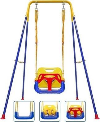 Babyschaukel, 3-in-1-Babyschaukel für drinnen & draußen + Gestell Metallständer