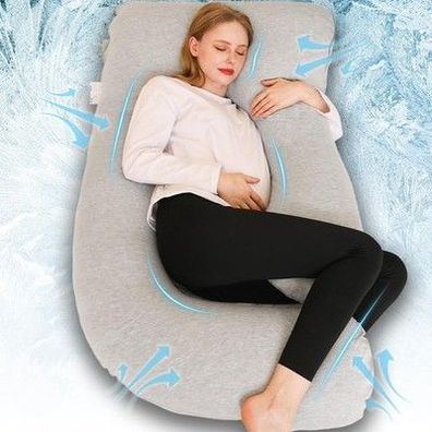 Chilling Home Schwangerschaftskissen Kühlend, Form Seitenschläferkissen Grau